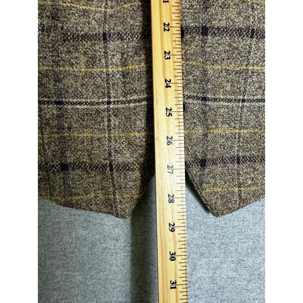 Glenn Plaid Waistcoat Vest Mens XL Brown Tweed Style Cinch Back Very Soft